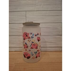 Kirby Libby Glass Cup Tumbler Beer Can Drinkware 18oz Handcrafted